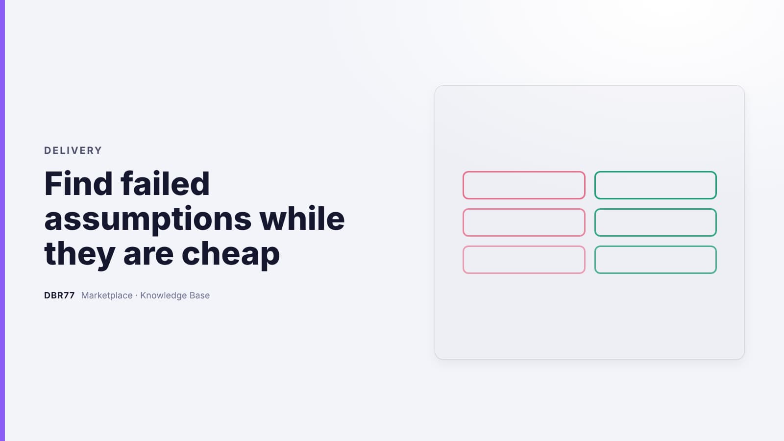 Find failed assumptions while they are cheap