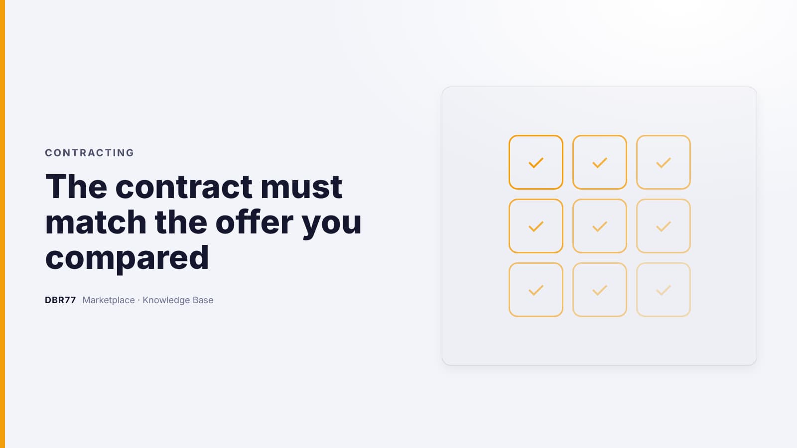 The contract must match the offer you compared