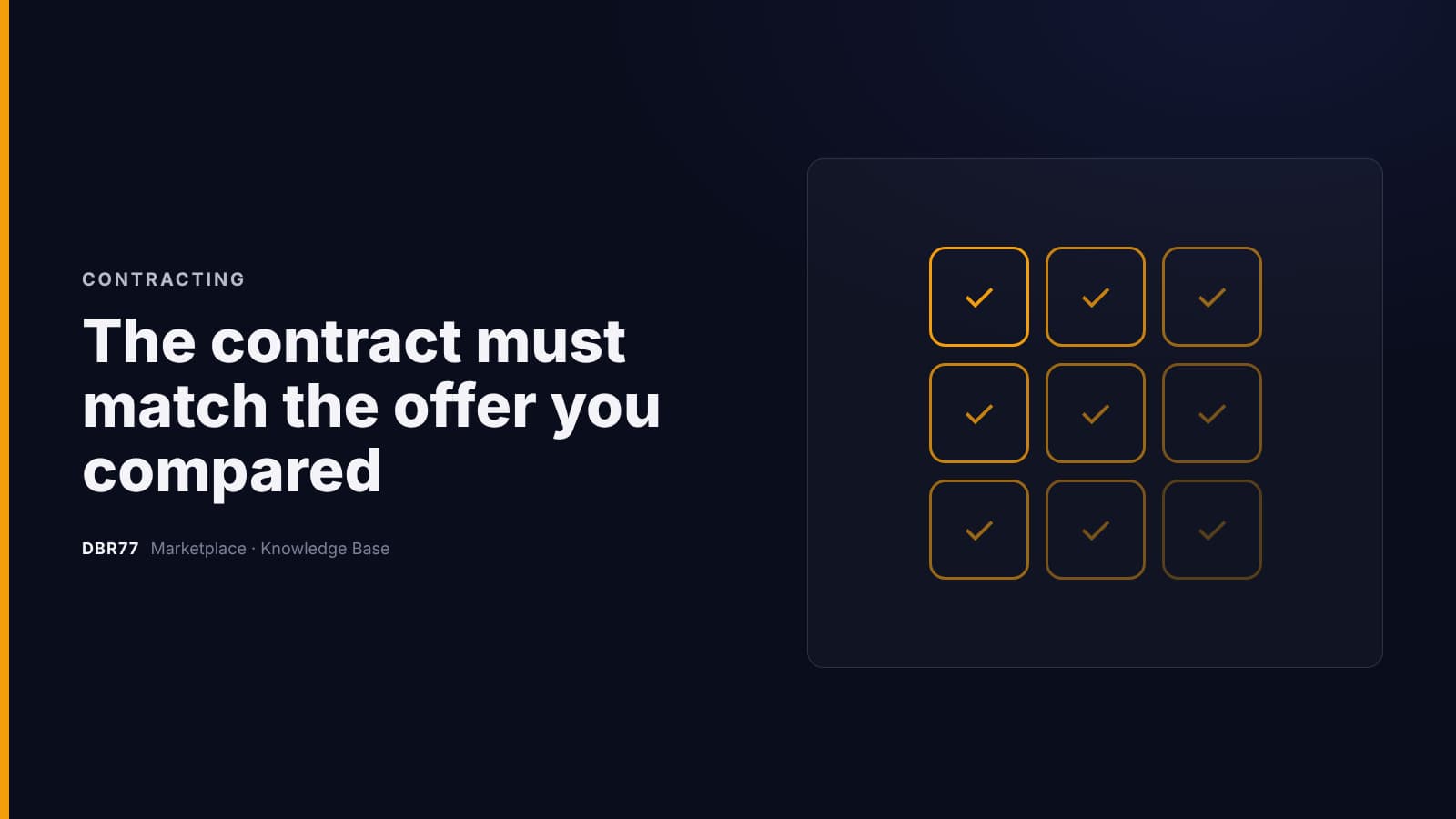 The contract must match the offer you compared